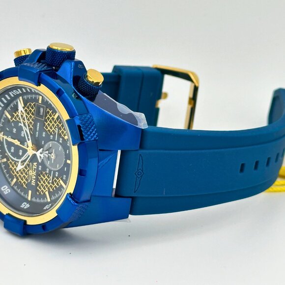 BRAND NEW Invicta Mens Watch Caged Dial Blue Case/Blue Strap Gold Tone Dial - Picture 7 of 10